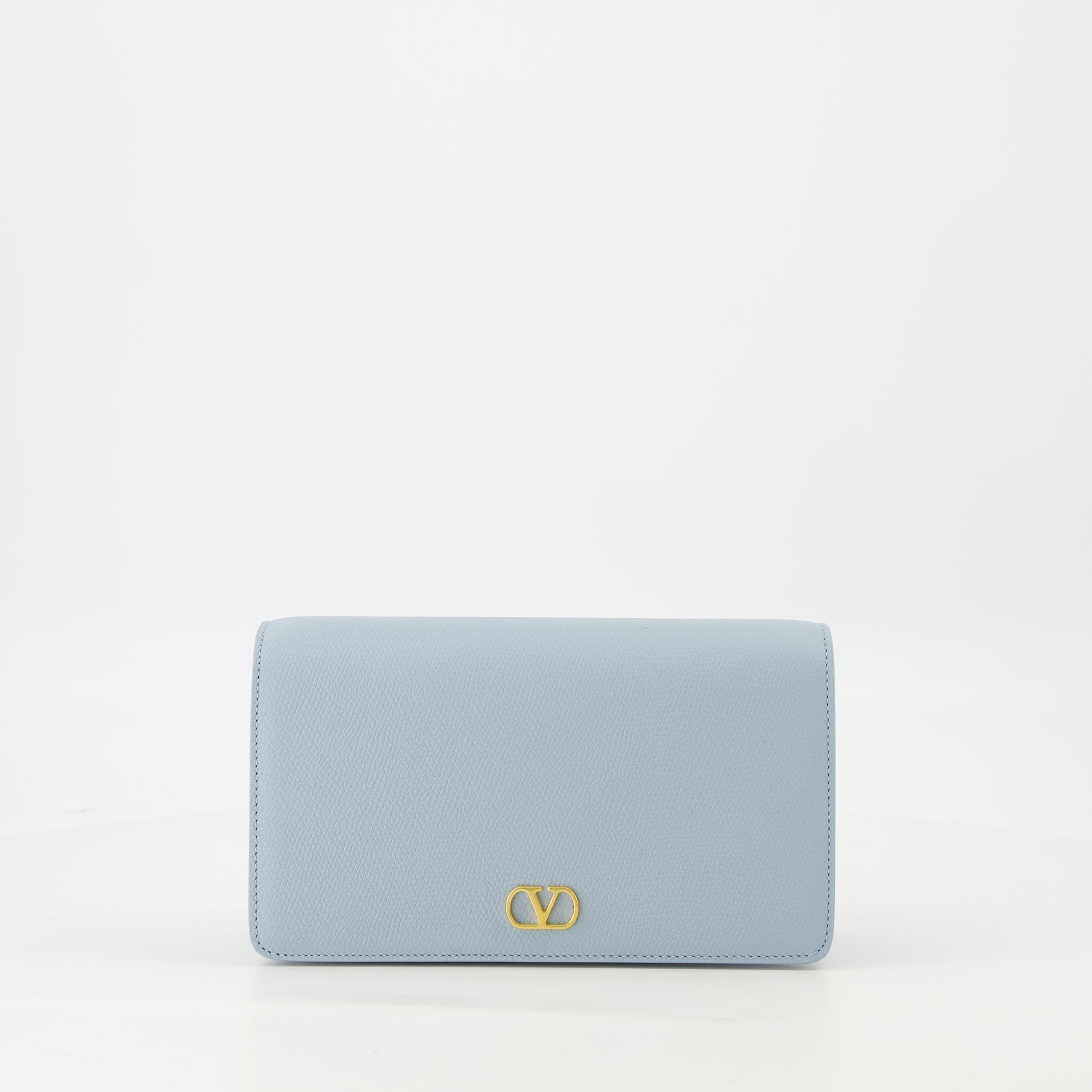 VLogo pouch, Valentino Garavani, leather accessory, spring-summer collection, blue handbag