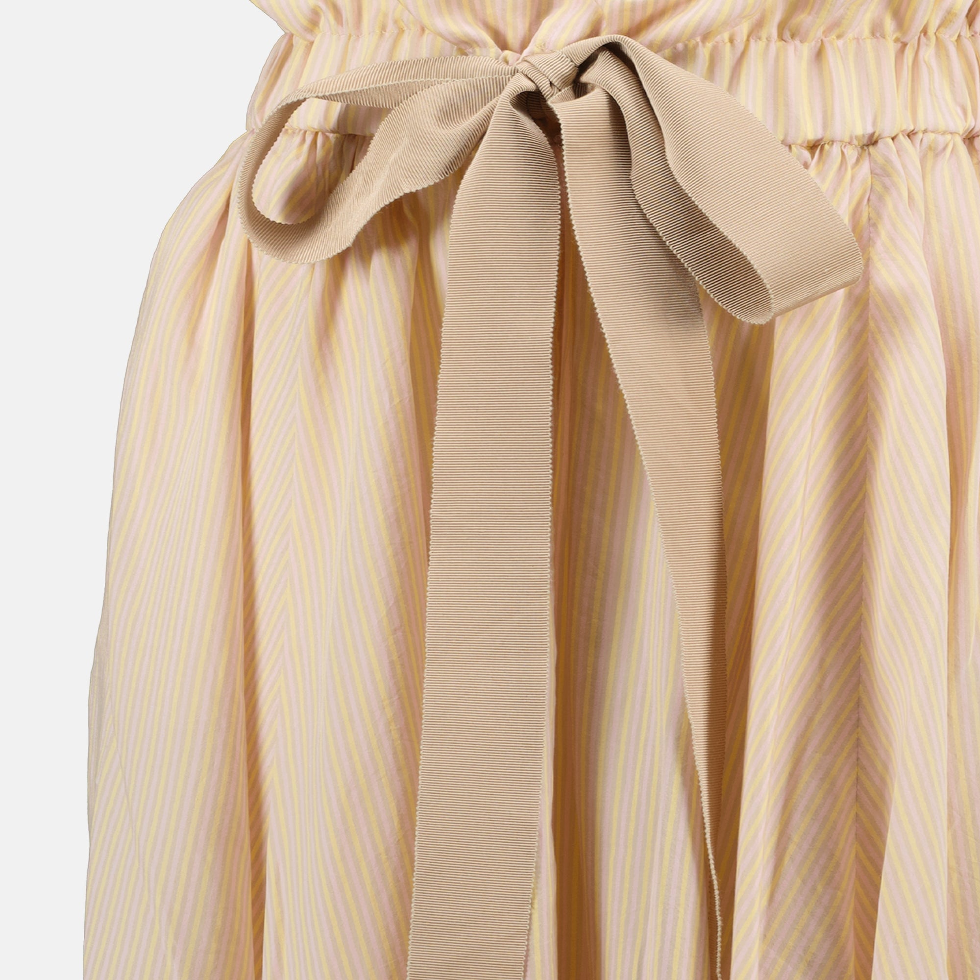 Gonna Lunga in Seta Striata Beige