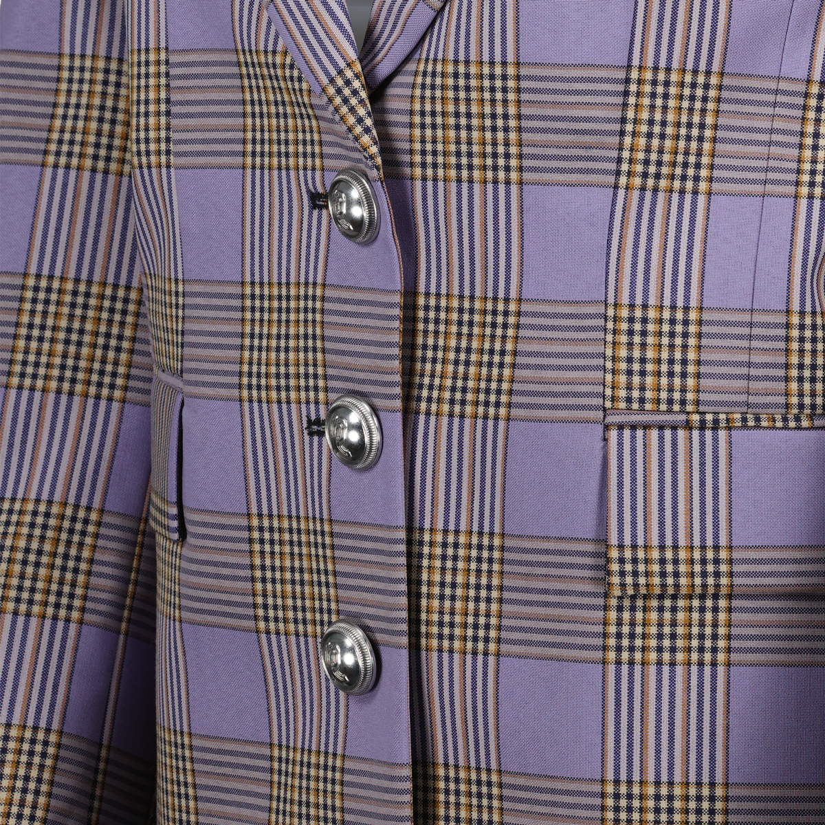 purple blazer, oversized blazer, checkered blazer, Rabanne fashion, women's outerwear