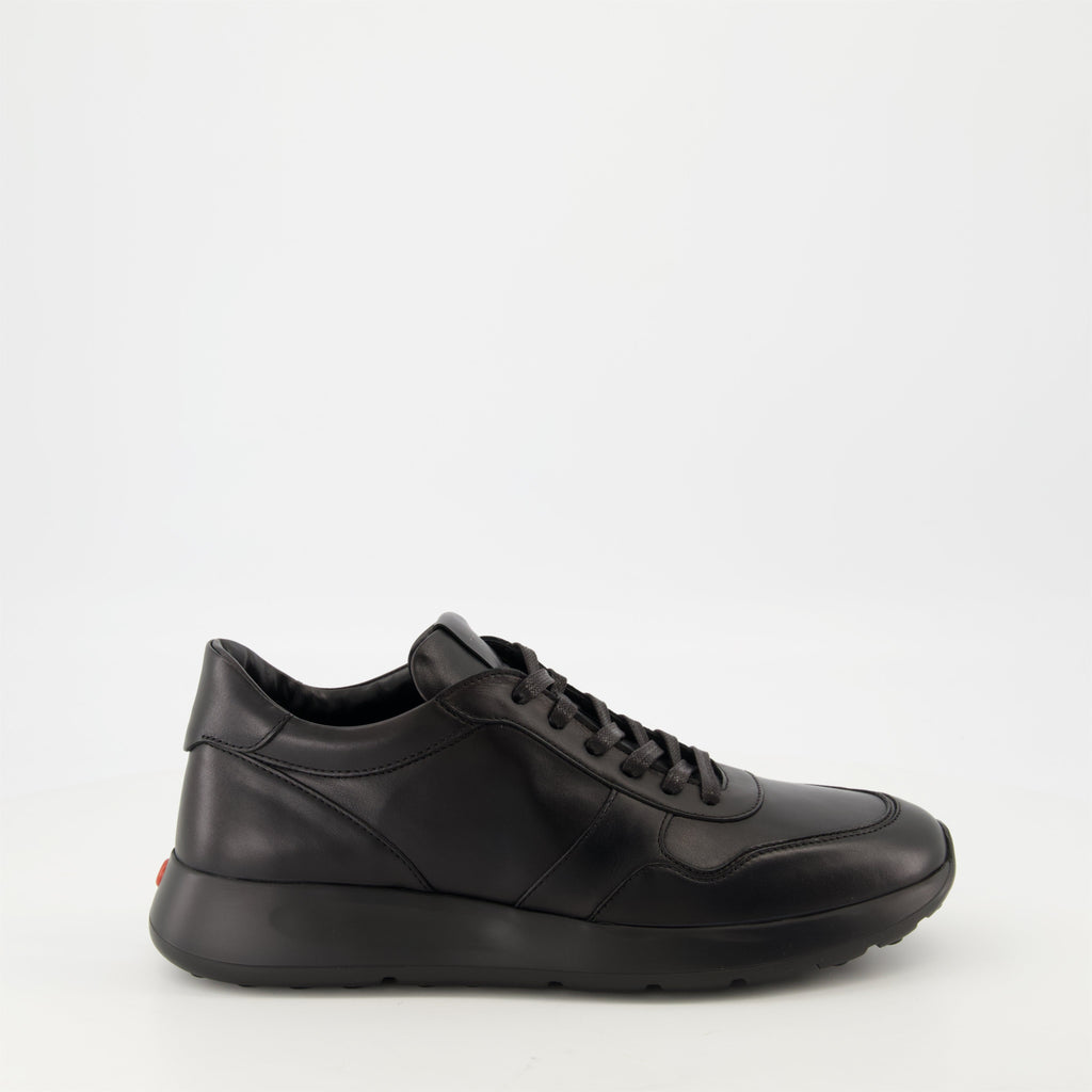 black sneakers, Tod's shoes, leather footwear, stylish sneakers, casual elegance