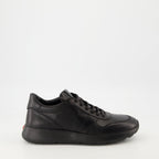 black sneakers, Tod's shoes, leather footwear, stylish sneakers, casual elegance