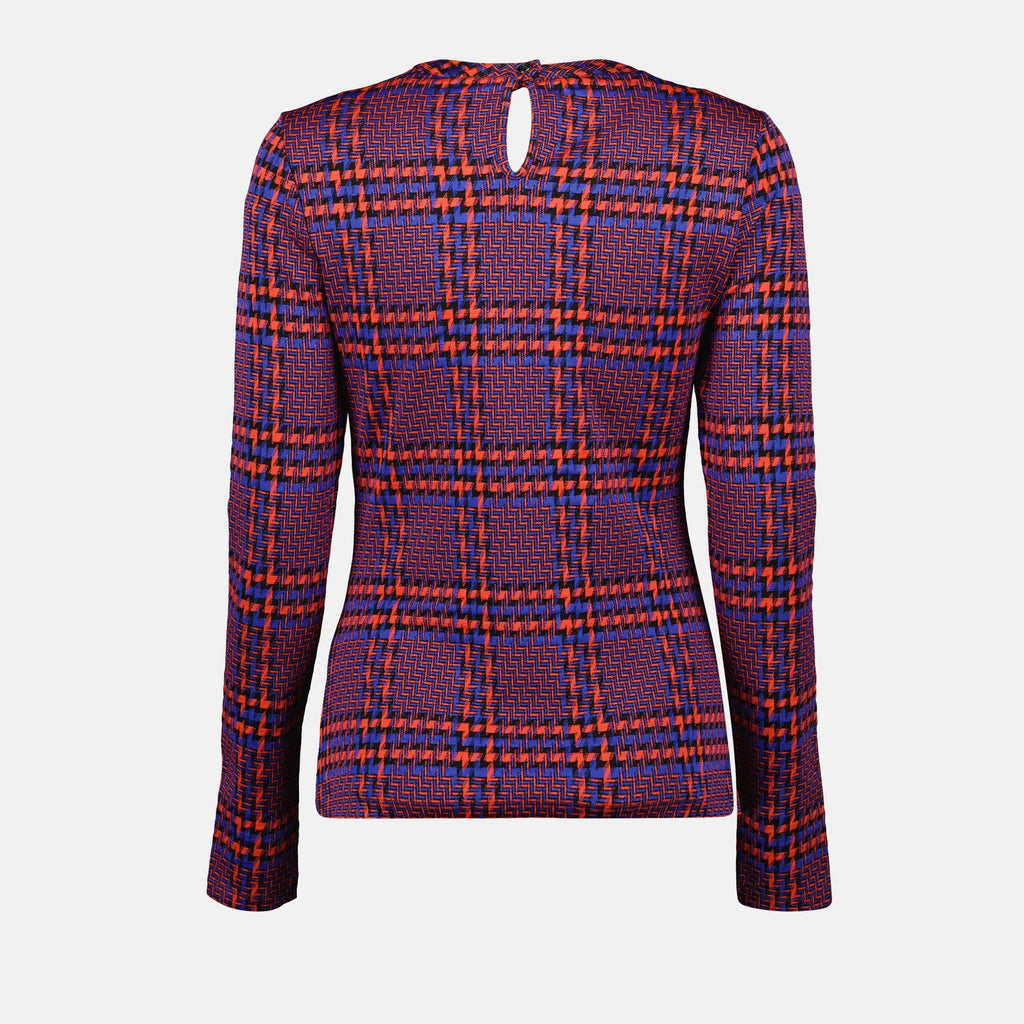 Rabanne, draped top, plaid top, asymmetrical cut, pleated effect