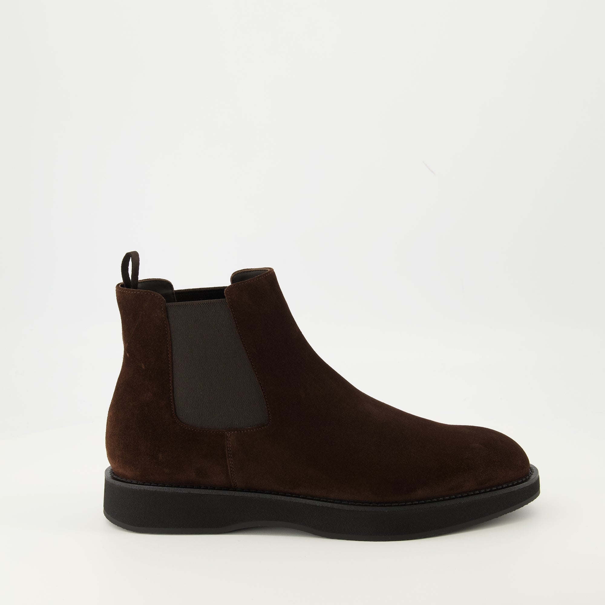 Brown Suede Ankle Boots, Prada Footwear, Slip-On Boots, Mens Suede Boots, Elegant Ankle Boots