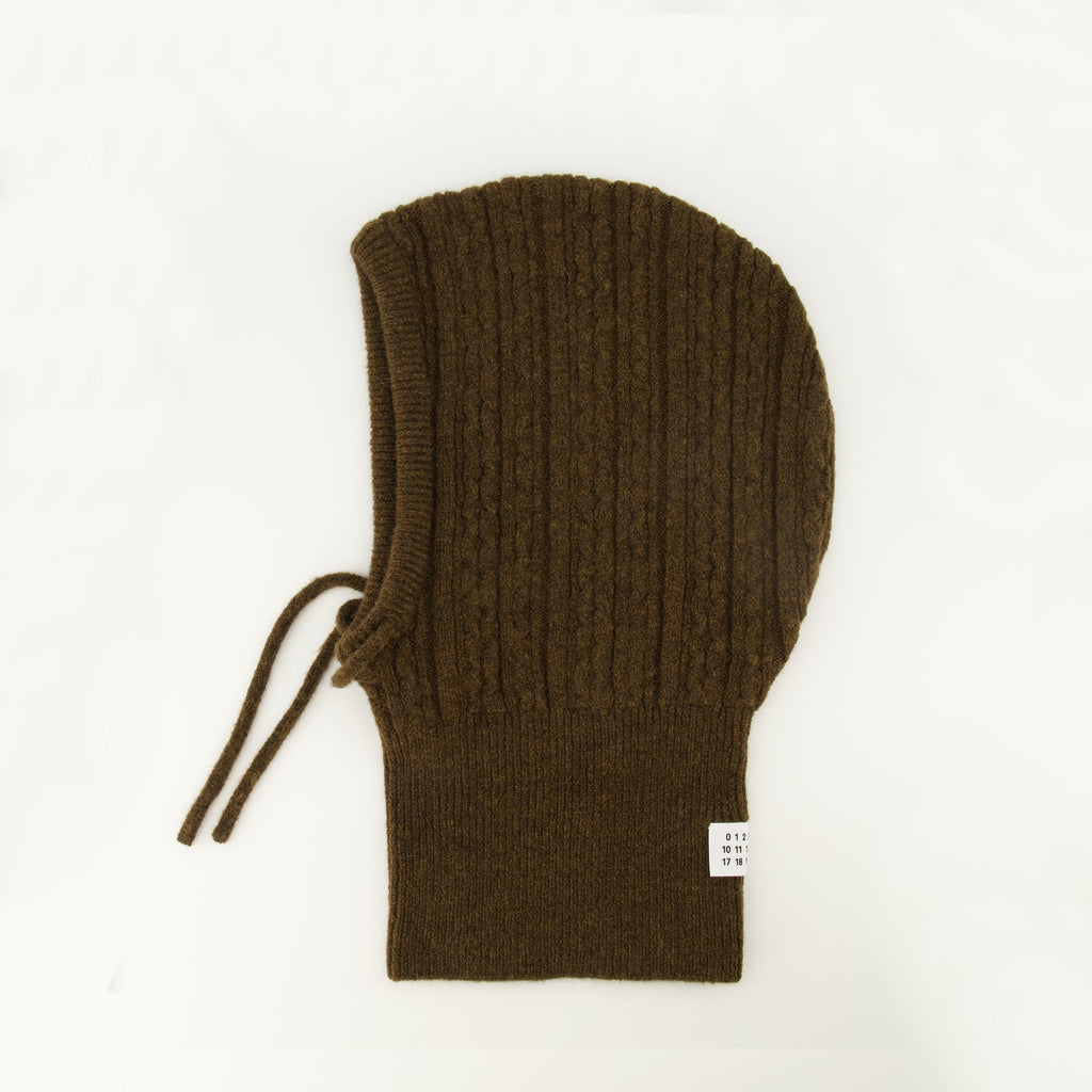 knit balaclava, MM6 fashion, brown accessories, wool blend, autumn winter collection