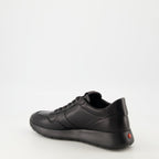 black sneakers, Tod's shoes, leather footwear, stylish sneakers, casual elegance