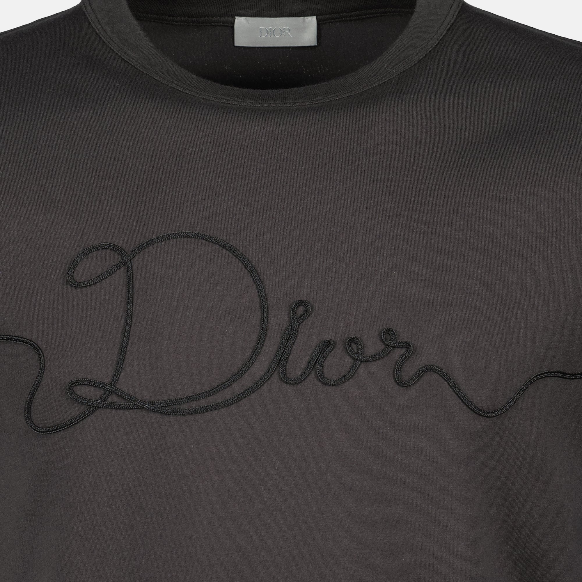 Image of Dior Ribbon Grey T-Shirt by Dior for Men - Season Spring-Summer 2026 - Detail View 1