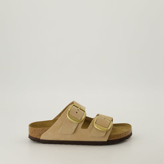 Arizona sandals, big buckle, beige sandals, leather footwear, anatomical footbed