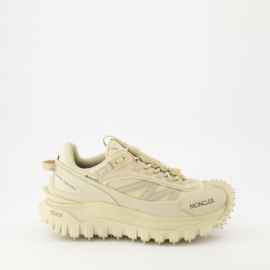 luxury sneakers, Moncler Trailgrip GTX, beige nubuck, waterproof footwear, Autumn-Winter 2024  