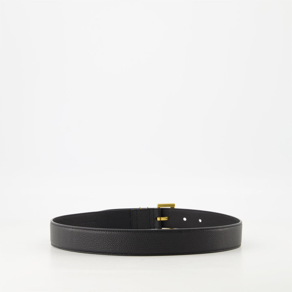 Cassandre belt, leather belt, adjustable belt, Saint Laurent accessory, grained leather belt