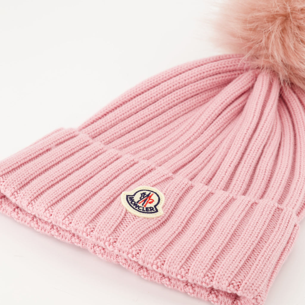 Image of Pom Pom Wool Hat by Moncler for Women - Season Autumn-Winter 2025 - Detail View 1