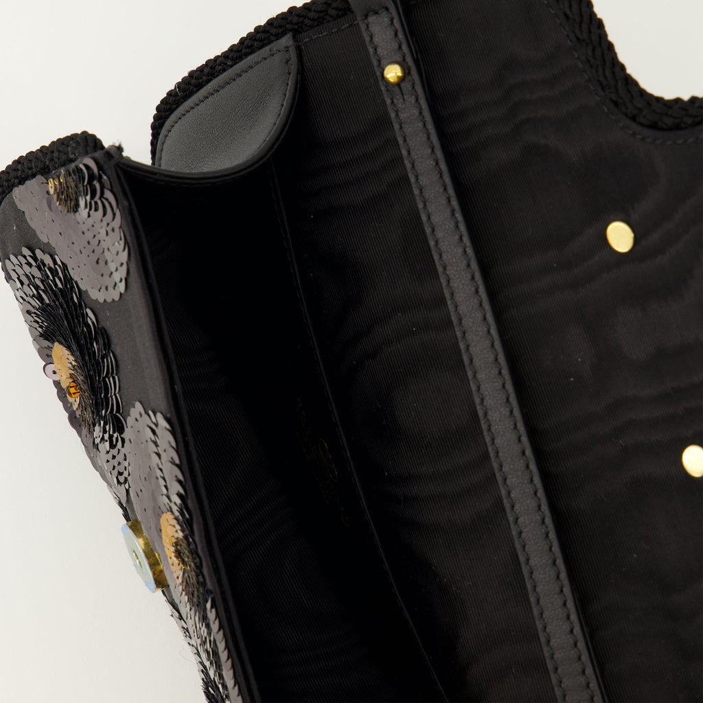 Valentino Garavani, black sequin bag, designer accessories, autumn-winter collection, fashion handbags