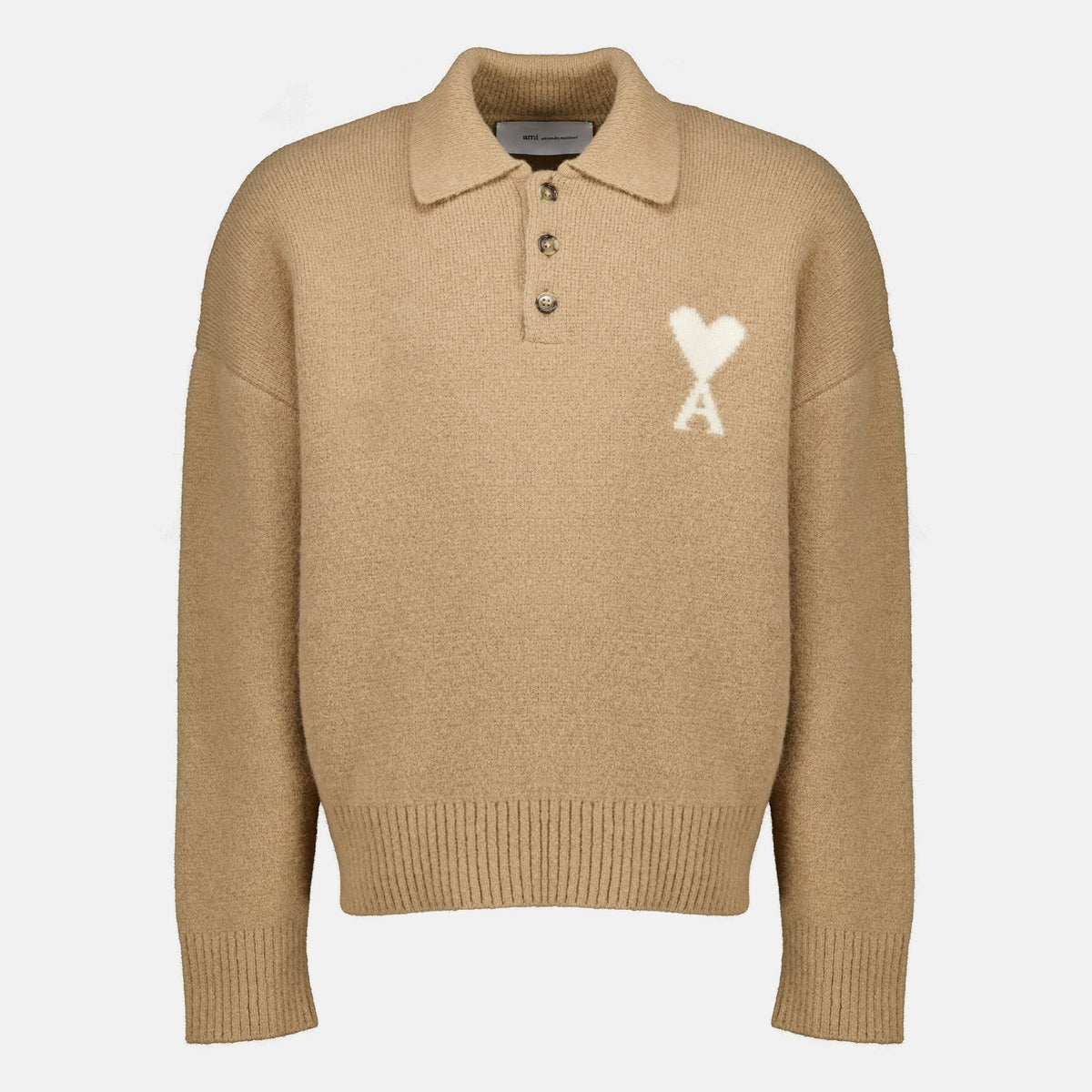 Beige Alpaca Sweater with Heart Logo