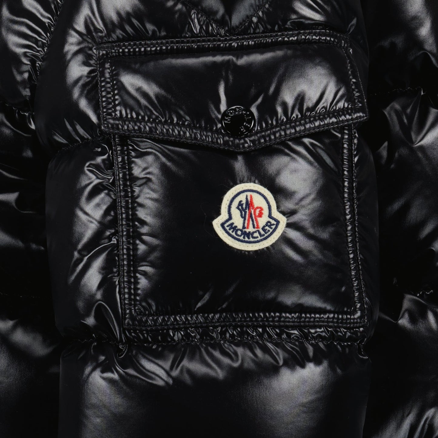 Moncler jacket, nylon puffer jacket, luxury outerwear, winter fashion, high collar jacket