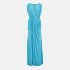 Imagem do Vestido Azul Drapado de Christopher Esber para Mulheres - Temporada Primavera-Verão 2026 - Vista Frontal