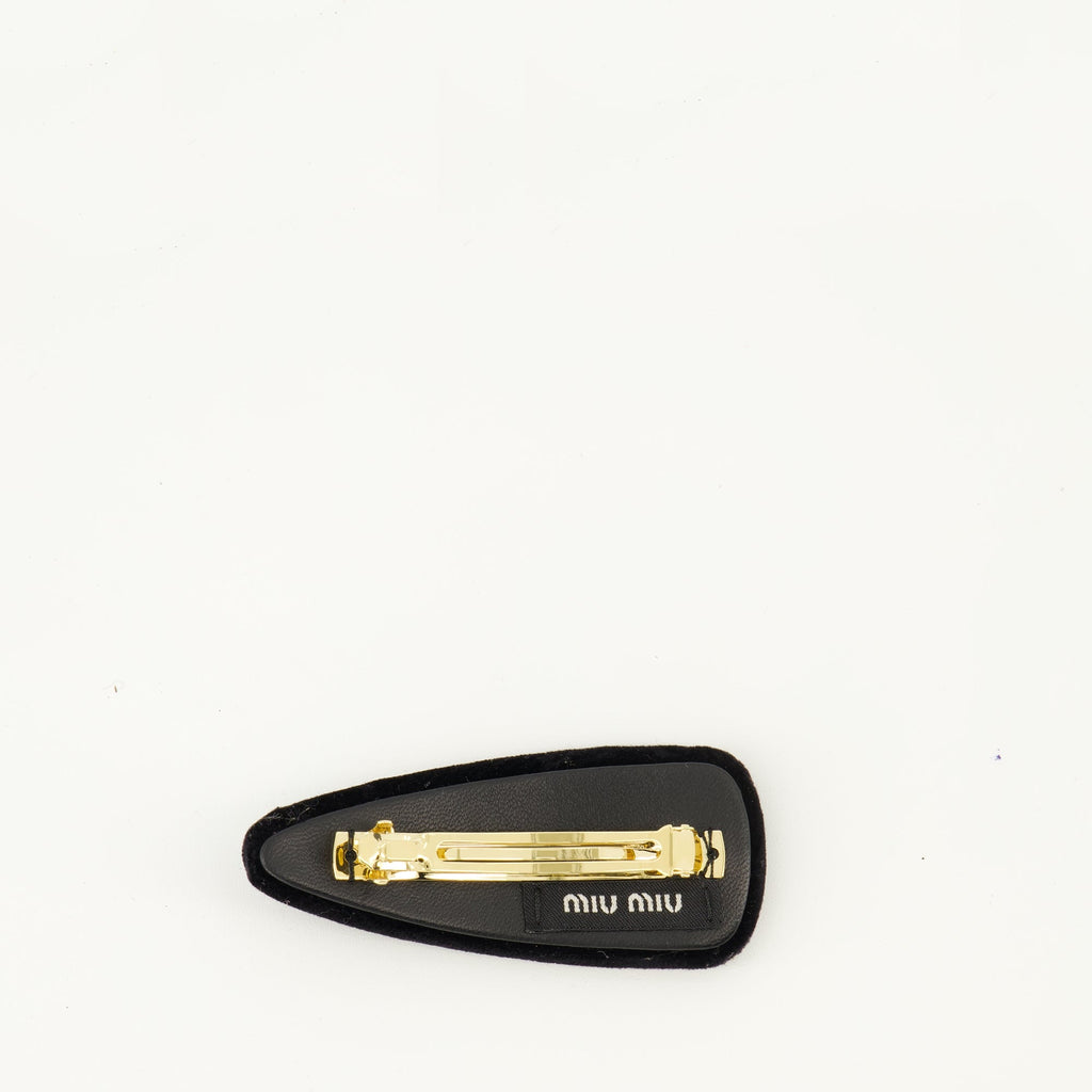 Miu Miu hair clip, black hair accessory, velvet hair clip, luxury hair accessory, Spring-Summer collection