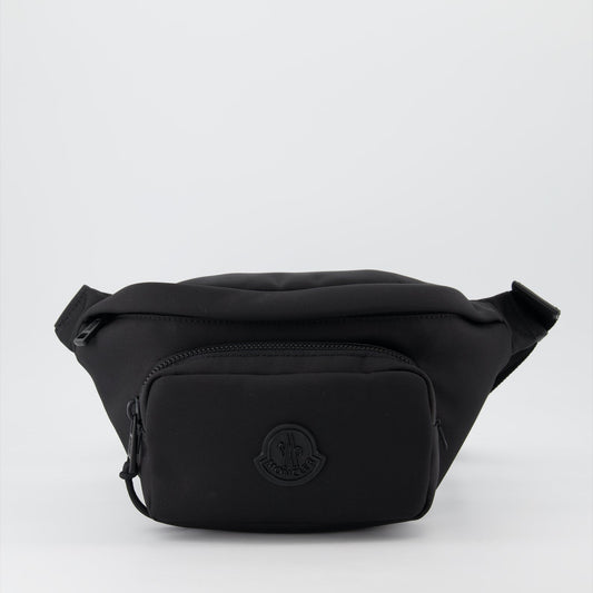 luxury bum bag, black nylon bag, Moncler accessories, Autumn-Winter 2023, adjustable strap