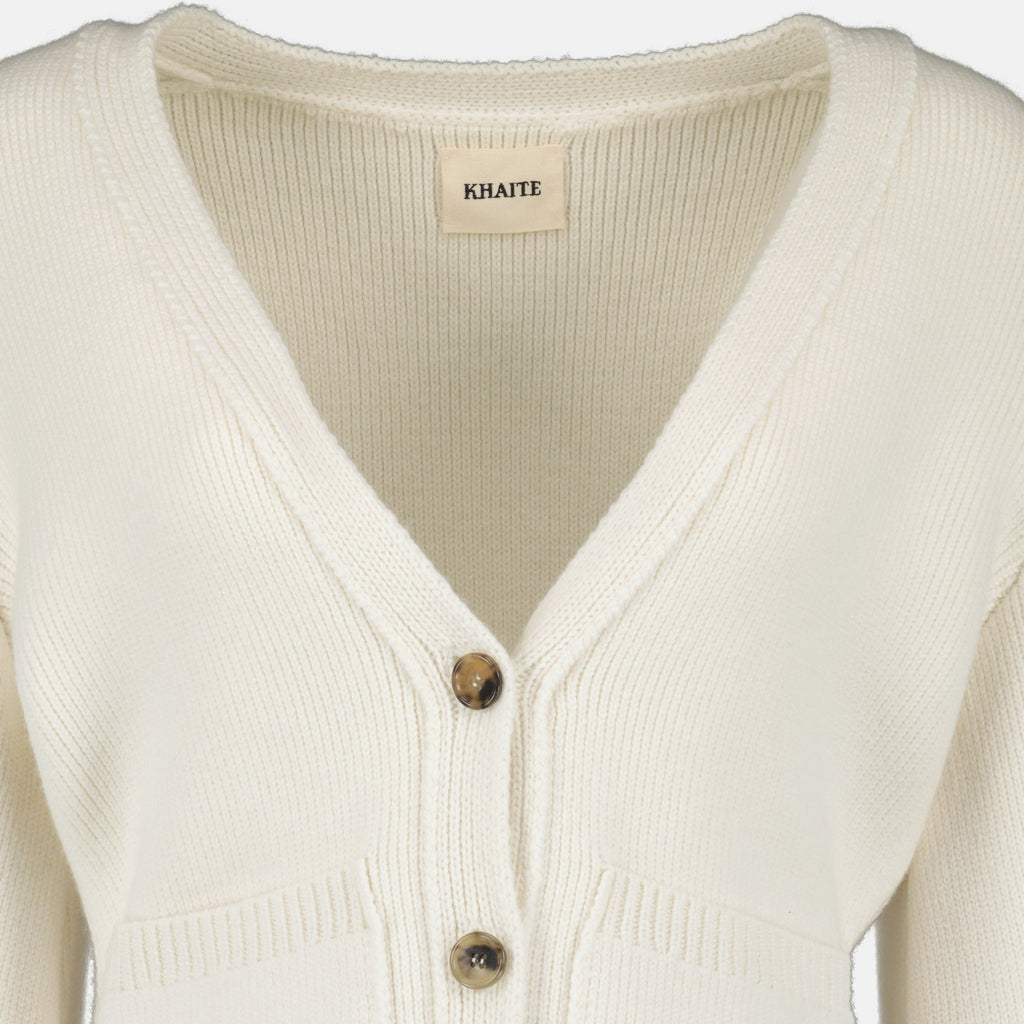 Khaite cardigan, white cashmere cardigan, Scarlet Cardigan, Autumn Winter collection, women's luxury clothing
