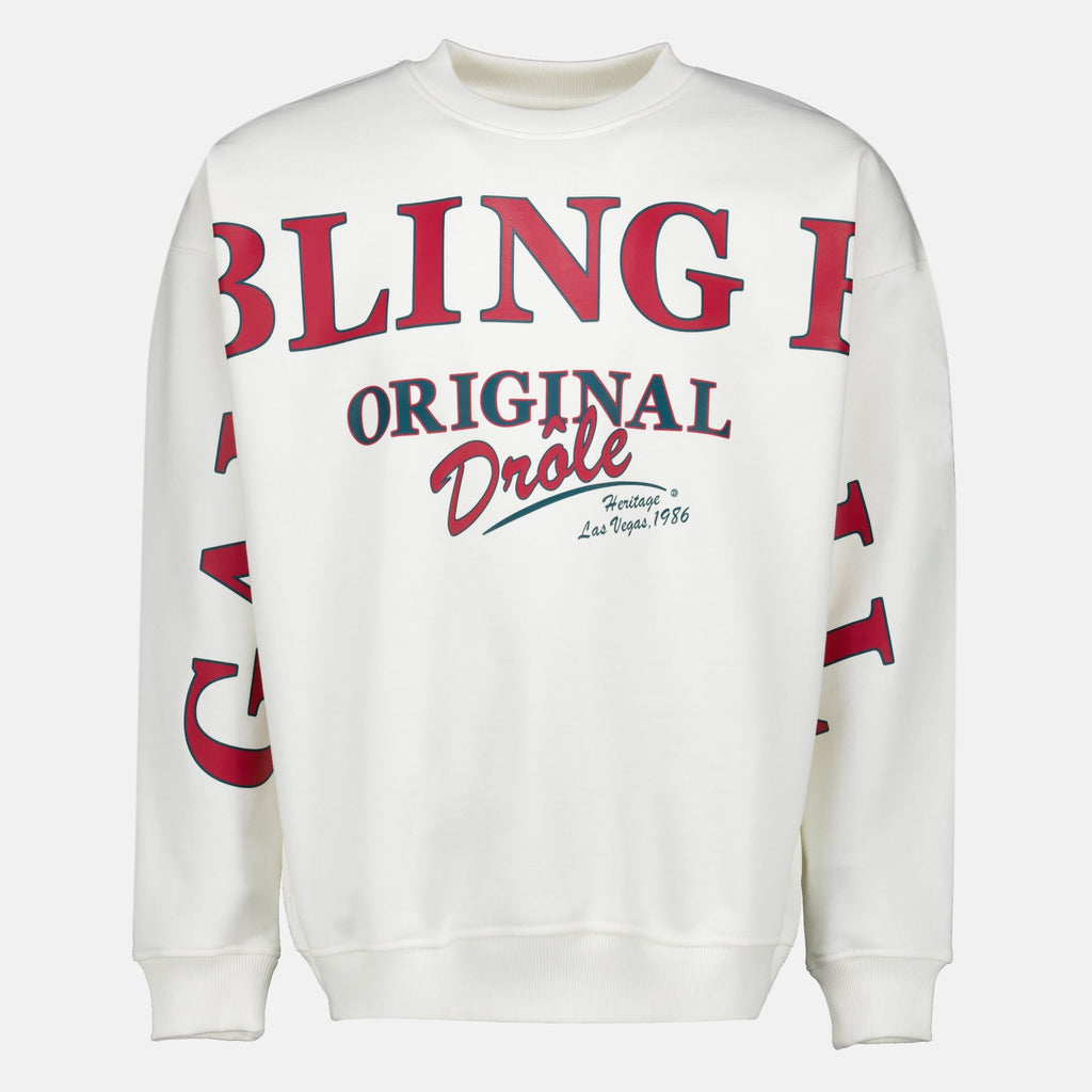 Sudadera blanca de algodón con logotipo estampado
