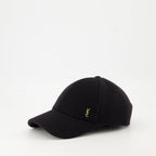 Imagen de gorra de terciopelo negro de Saint Laurent para unisex - Temporada Otoño-Invierno 2025 - Vista trasera