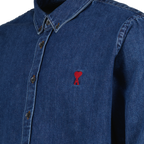 Denim shirt, Ami Paris, heart patch shirt, luxury denim, Autumn-Winter 2024