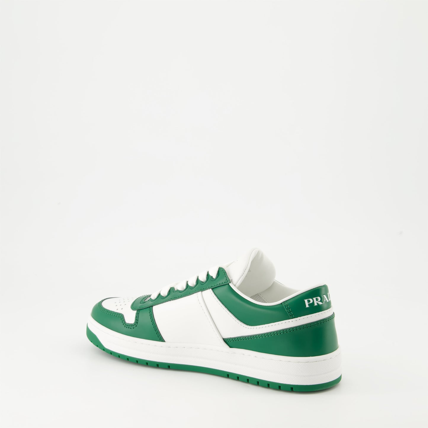 Prada sneakers, luxury sneakers, white and green leather sneakers, modern high-end footwear, Autumn-Winter 2024 collection