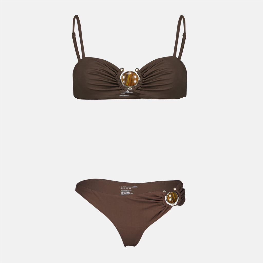 Image of Mineral Stone Brown Swimsuit Bottom by Christopher Esber for Women - Season Spring-Summer 2026 - Detail View 5