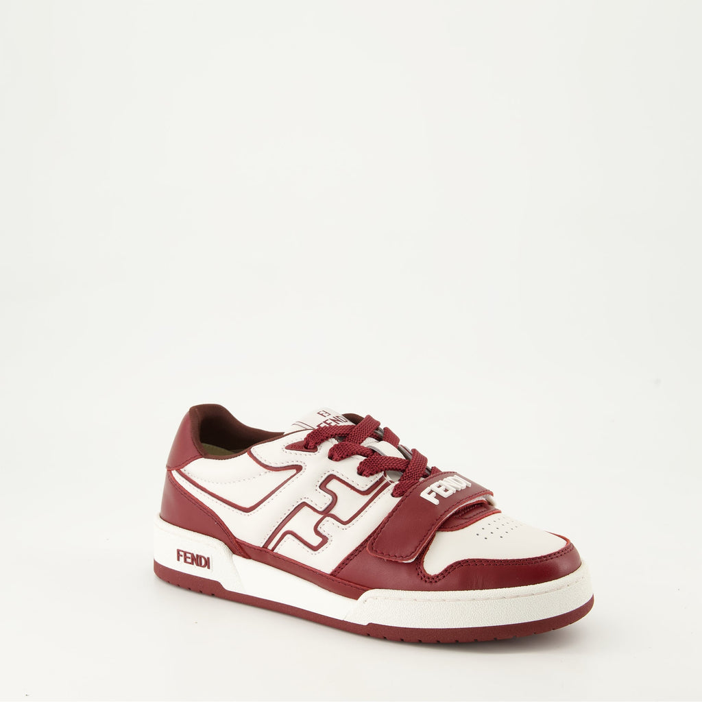 Fendi sneakers, bordeaux leather, luxury sneakers, elegant footwear, designer sneakers