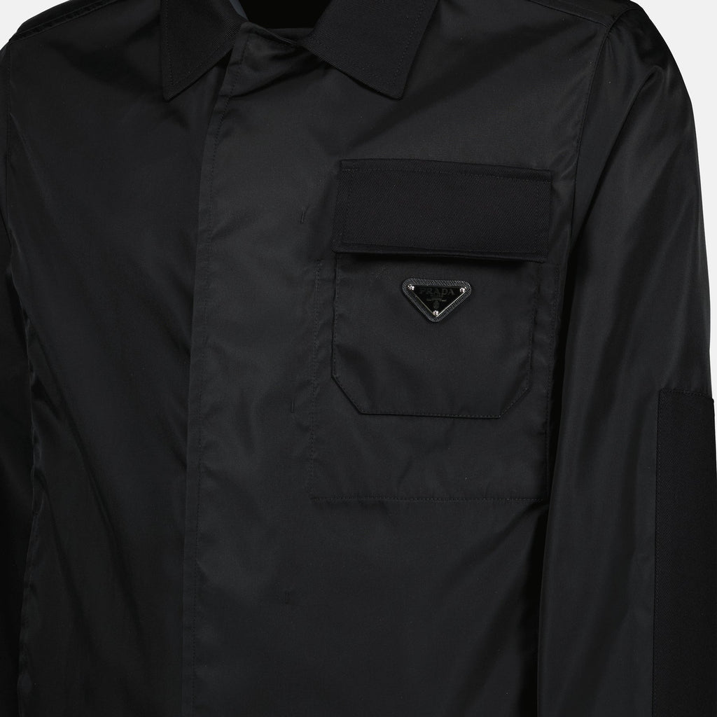 Image of Black Nylon Jacket by Prada for Men - Season Spring-Summer 2025 - Detail View 5