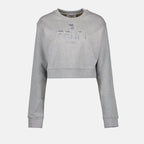 gray sweatshirt, cotton top, Fendi collection, round neckline, fall fashion