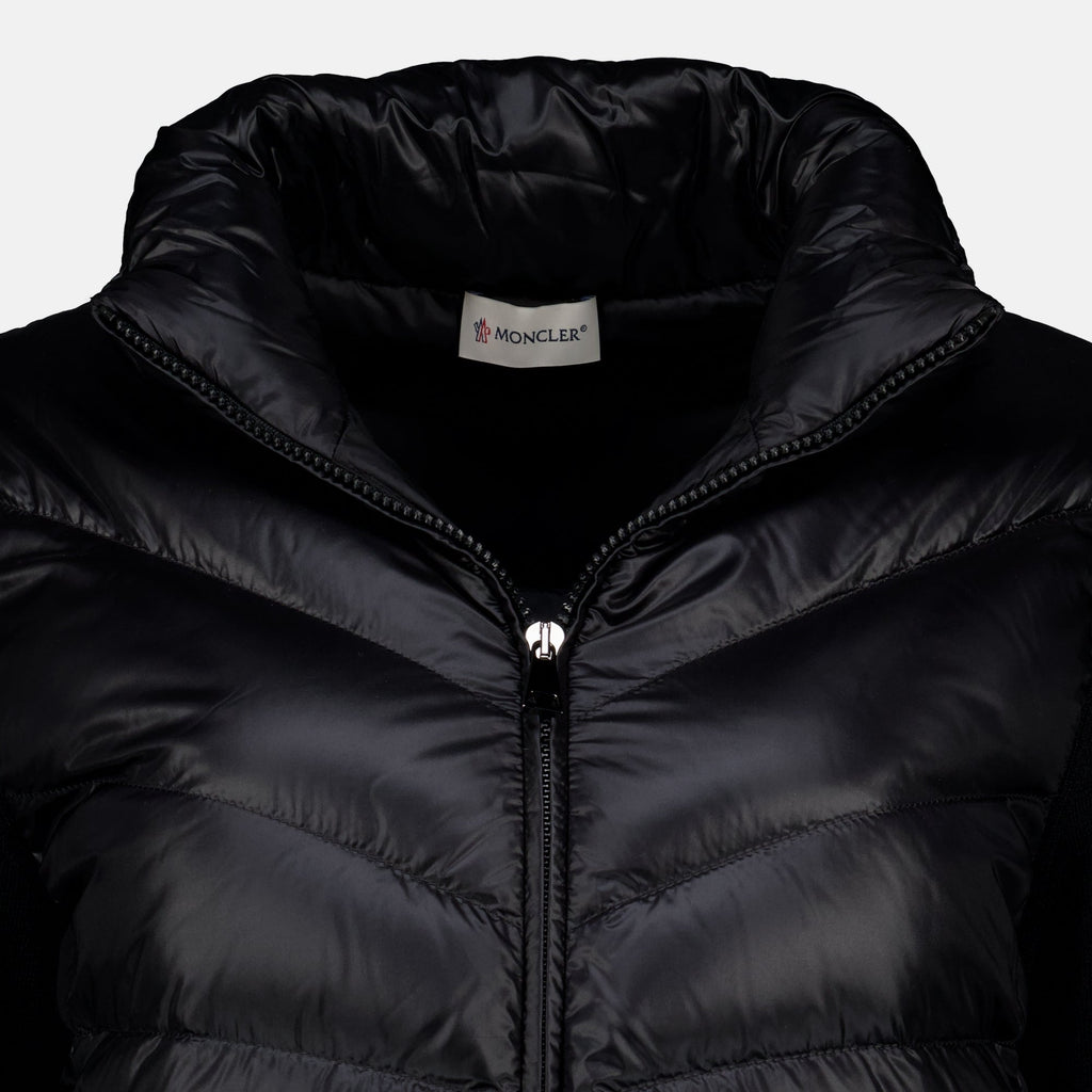 Schwarzer Bi-Material Cardigan