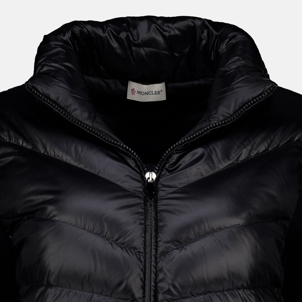 Black Bi-Material Cardigan