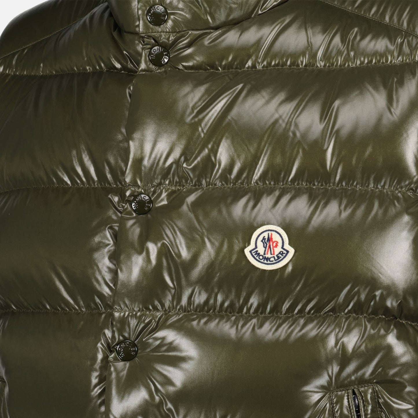 Moncler down jacket, sleeveless jacket, khaki jacket, luxury outerwear, fall-winter fashion