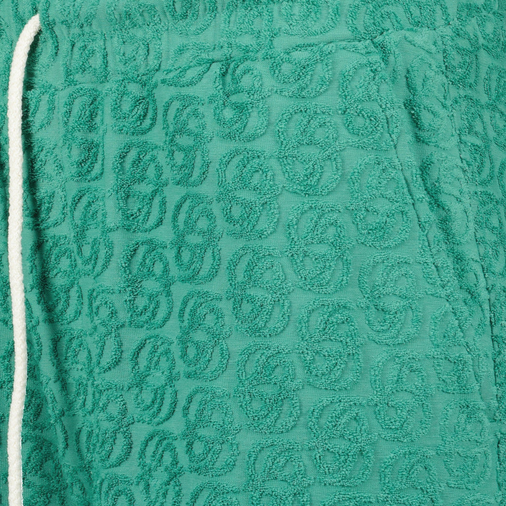 green shorts, Drole De Monsieur shorts, monogram shorts, cotton shorts, Spring-Summer 2025 collection