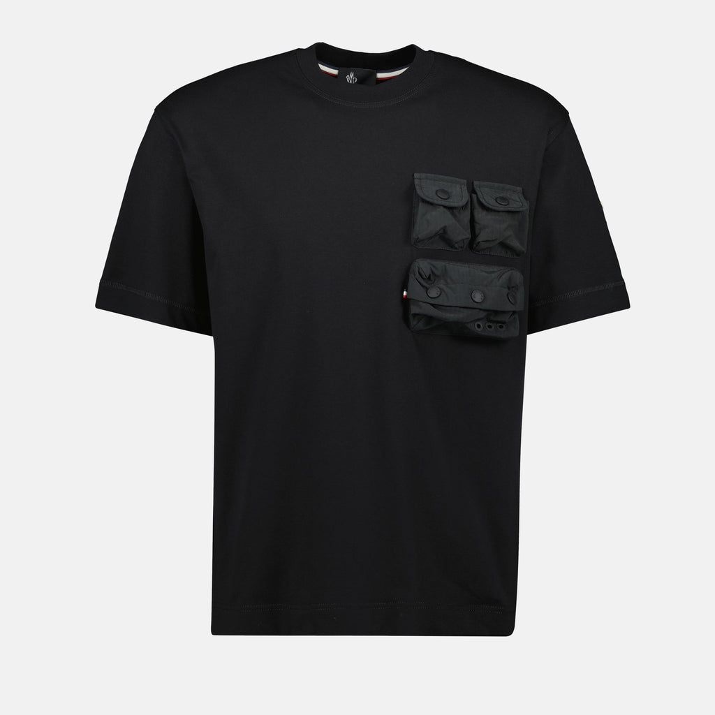 Image of Black Pocket T-Shirt by Moncler Grenoble for Men - Season Spring-Summer 2025 - Front View