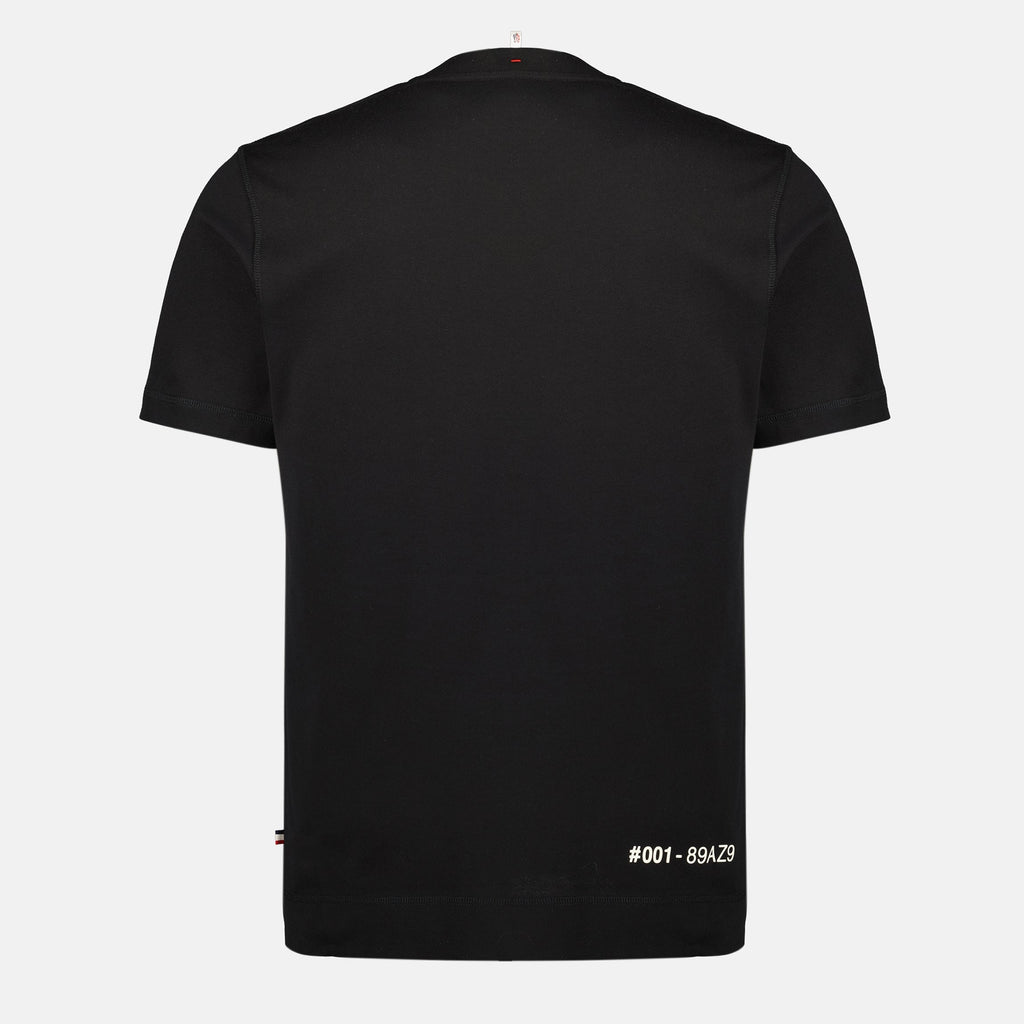 Moncler Grenoble t-shirt, black logo t-shirt, cotton jersey t-shirt, short sleeve t-shirt, men's casual wear