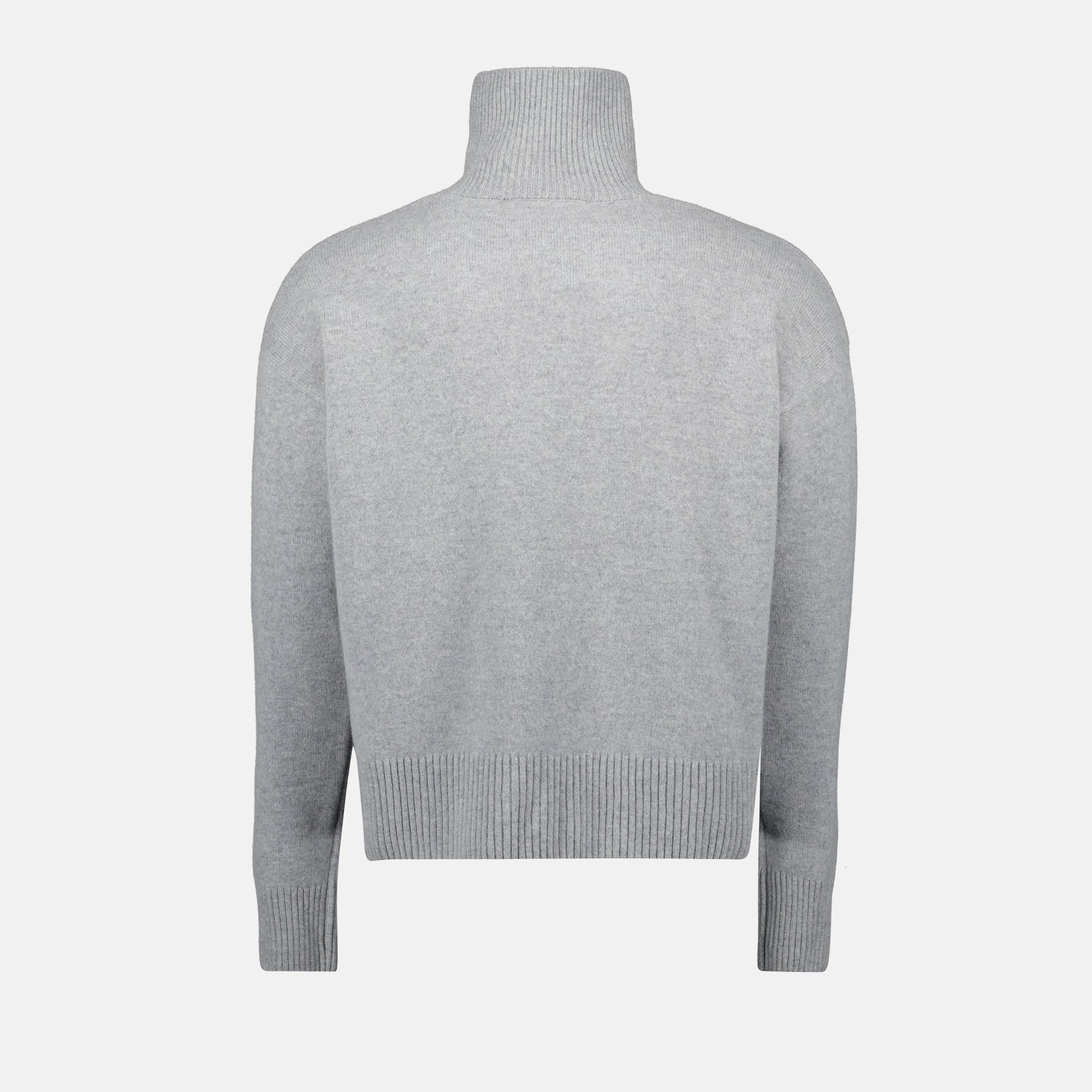 Ami Paris sweater, turtleneck gray knitwear, merino wool cashmere blend, unisex fashion, Autumn-Winter 2025 collection