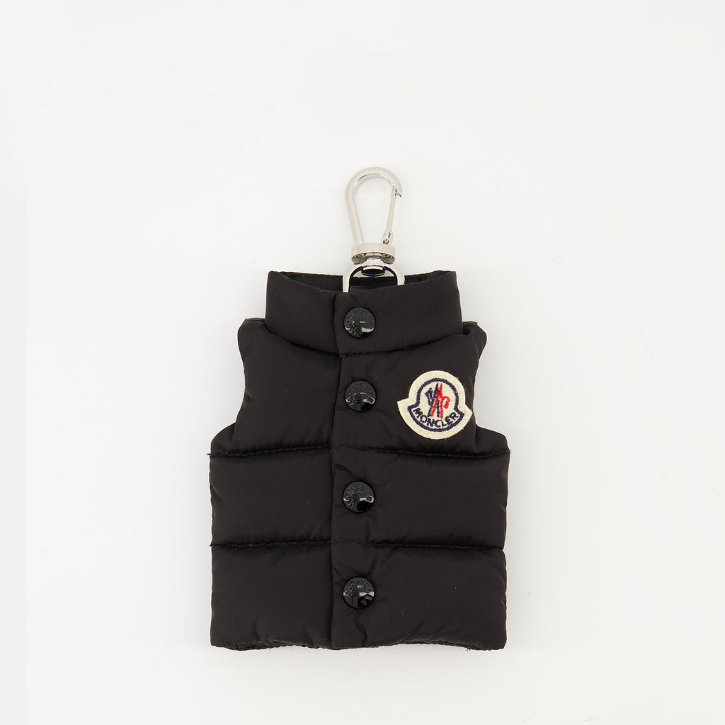 Moncler keychain, Black vest accessory, Luxury keychain, Nylon keychain, Calf leather strap