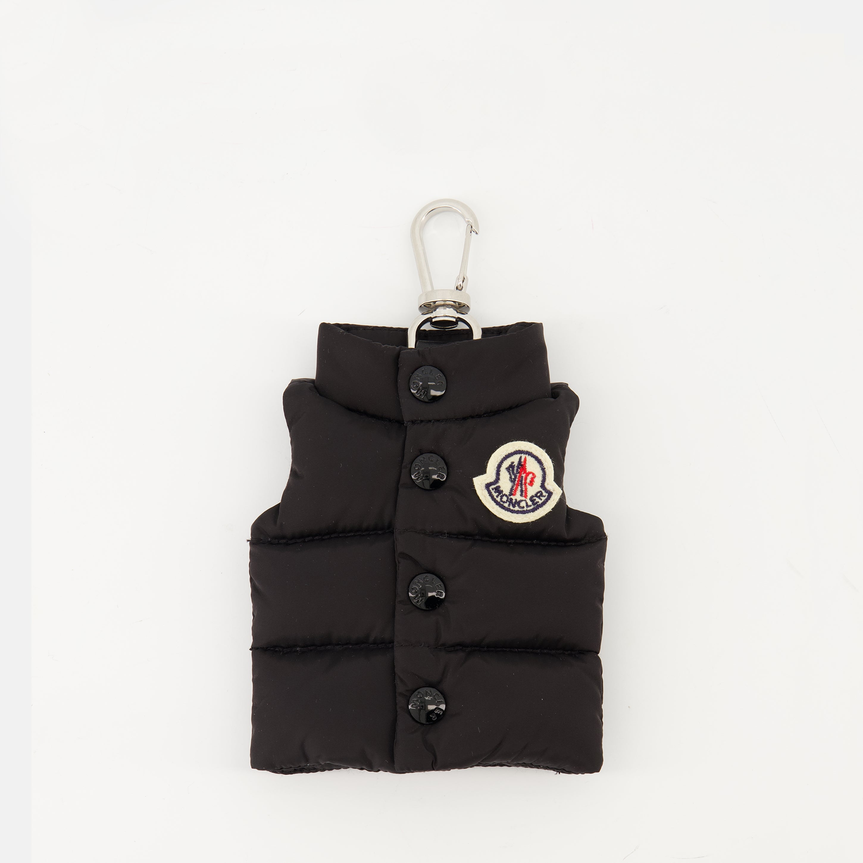Moncler keychain, Black vest accessory, Luxury keychain, Nylon keychain, Calf leather strap