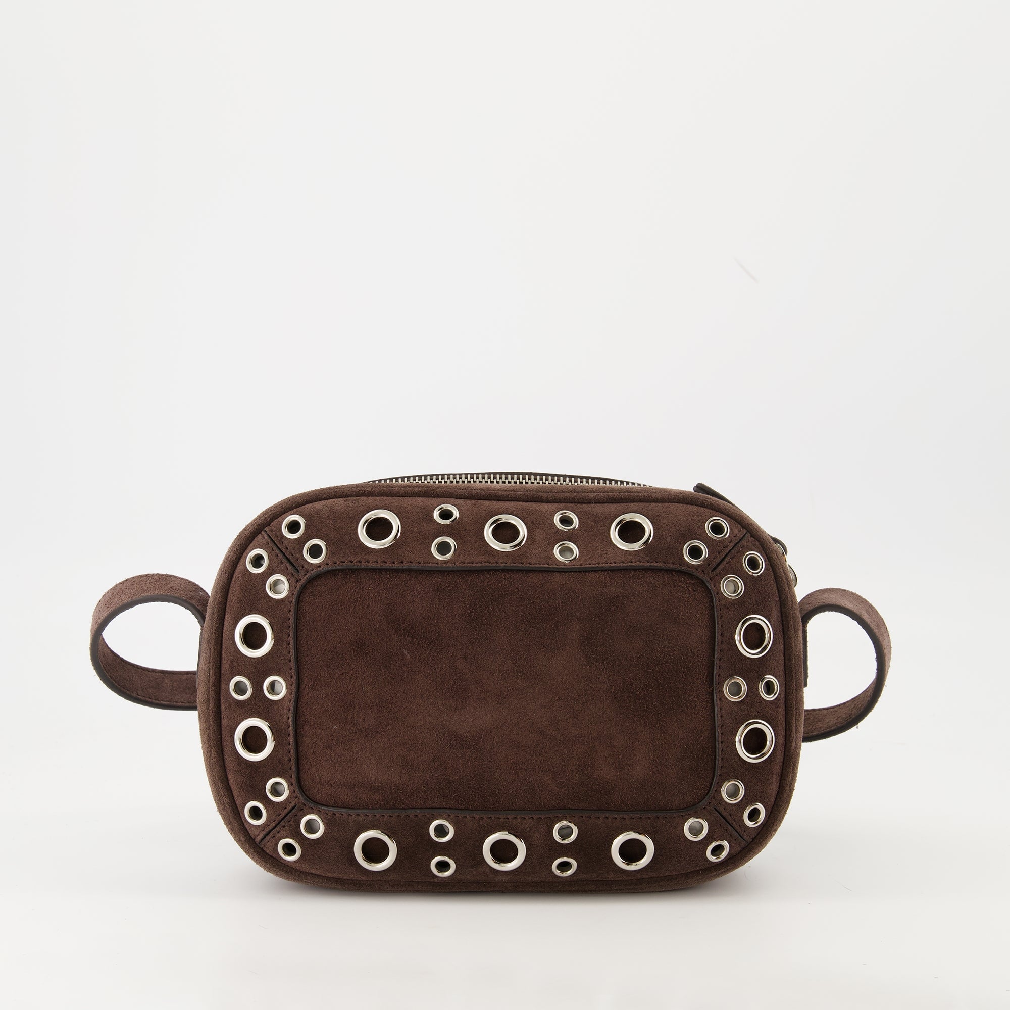 Image du sac en cuir suédé marron Nellcôte par Valentino Garavani pour femmes - Saison Automne-Hiver 2025 - Vue arrière