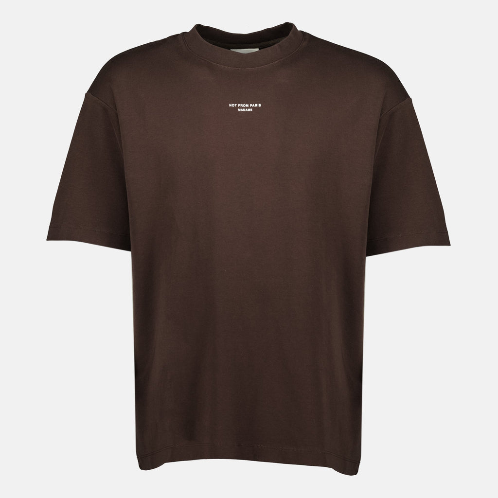 Drôle De Monsieur, Brown T-Shirt, Slogan T-Shirt, Cotton T-Shirt, Casual Wear