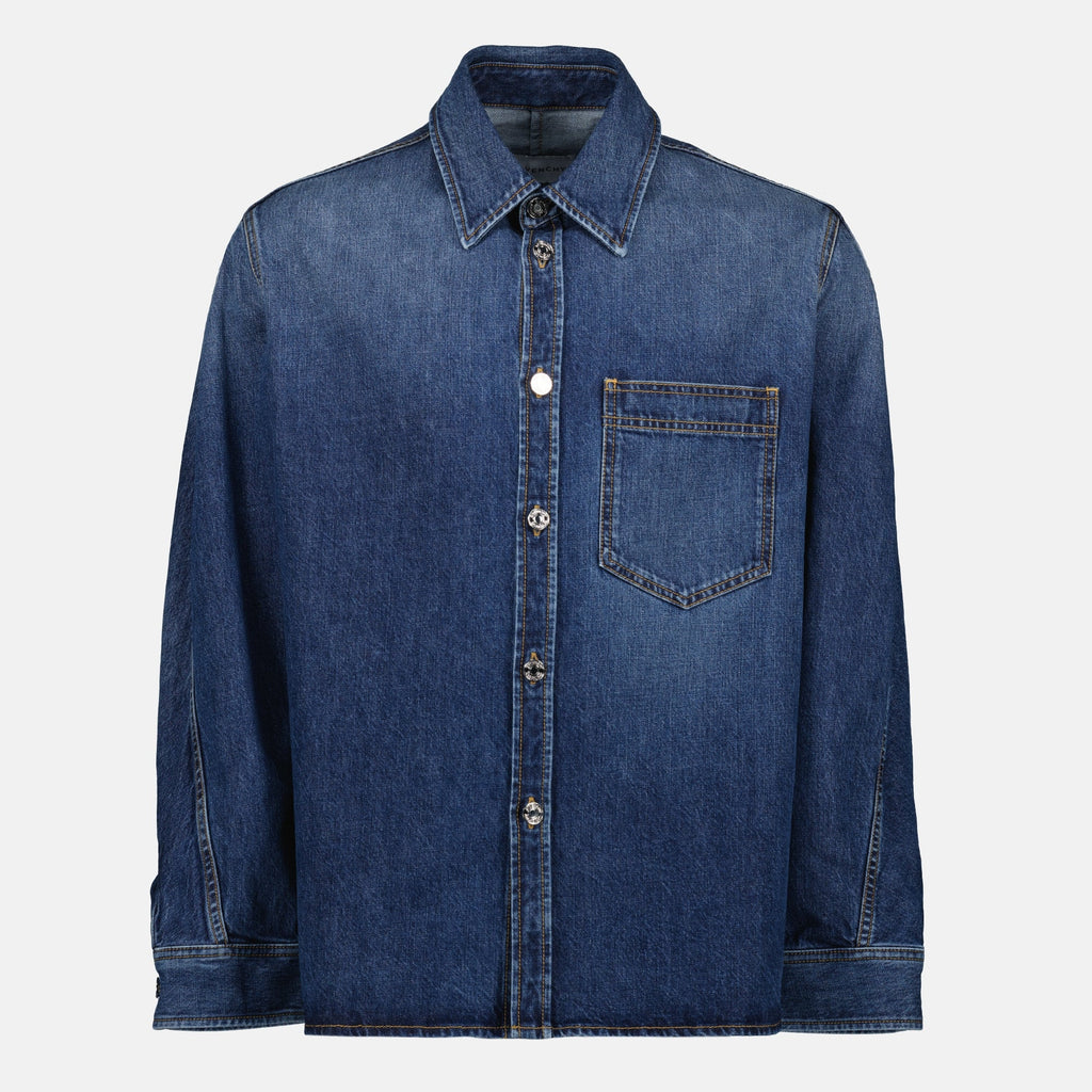 denim shirt, Givenchy, blue denim, classic shirt, fashion shirt