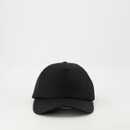 Imagen de gorra de algodón negro bordada de Saint Laurent para hombres - Temporada Primavera-Verano 2025 - Vista frontal