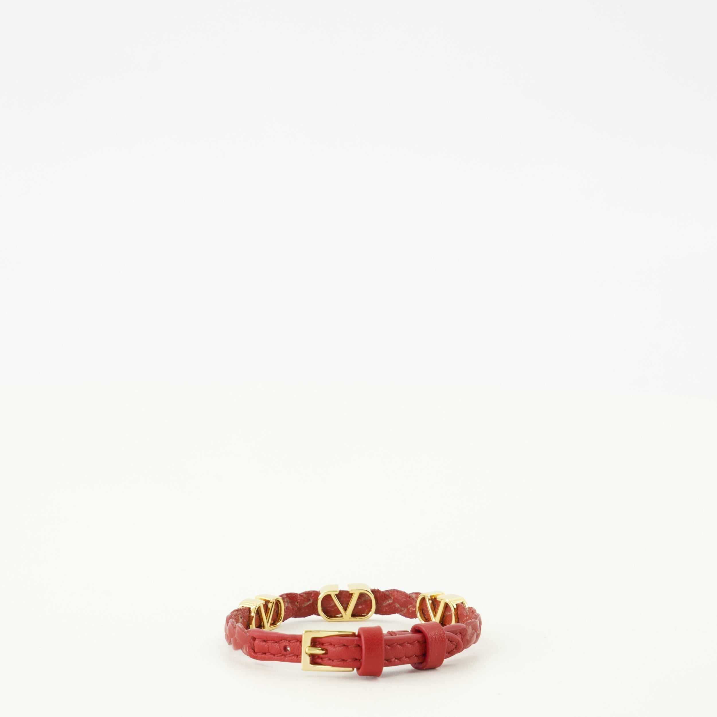 Vlogo Red Leather Bracelet - Valentino - Valentino Garavani