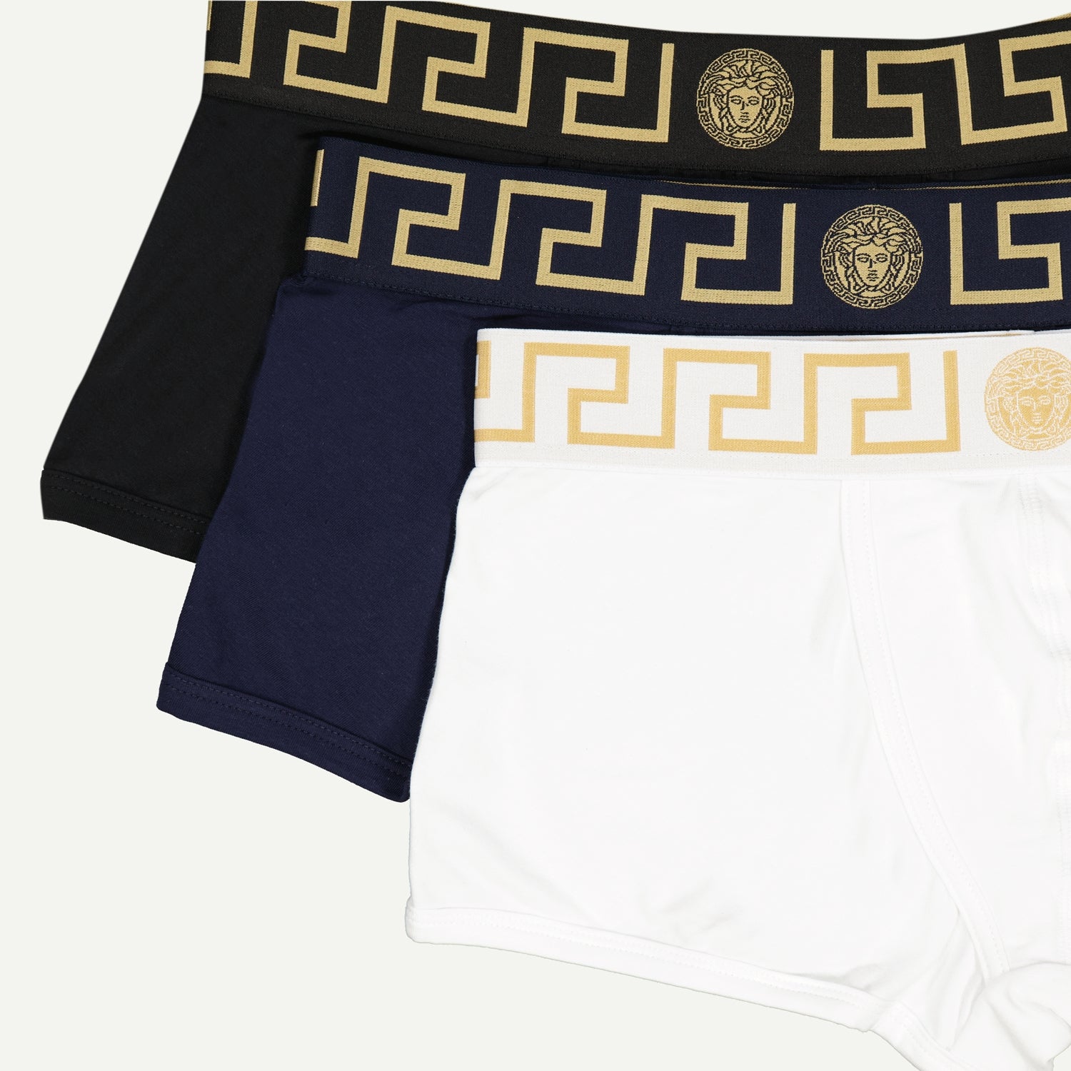 Versace boxers, men's boxers set, cotton elastane boxers, black blue white boxers, Autumn-Winter 2024 underwear