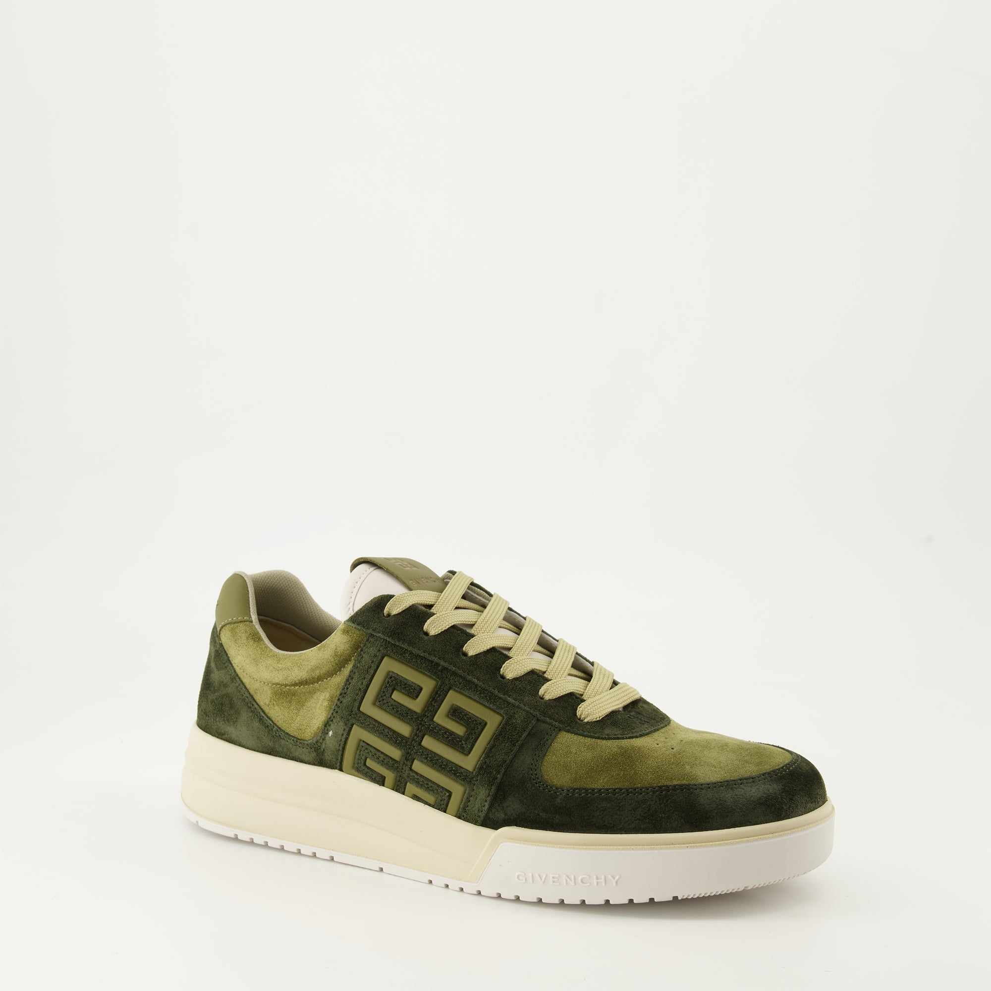 green sneakers, leather sneakers, suede accents, luxury shoes, rubber outsole