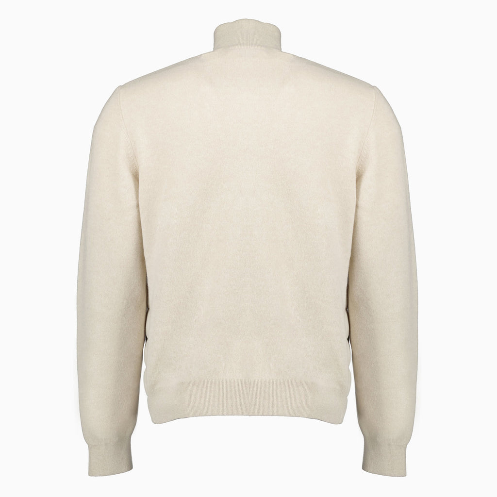 Moncler cardigan, beige cardigan, bi-material clothing, cashmere wool blend, Autumn Winter 2025