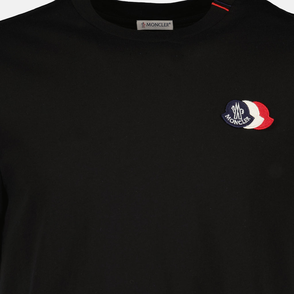 トリカラー ロゴ ブラック コットン Tシャツ