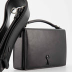 black leather bag, Lunch Box Bag, AMI Paris, unisex bag, elegant handbag