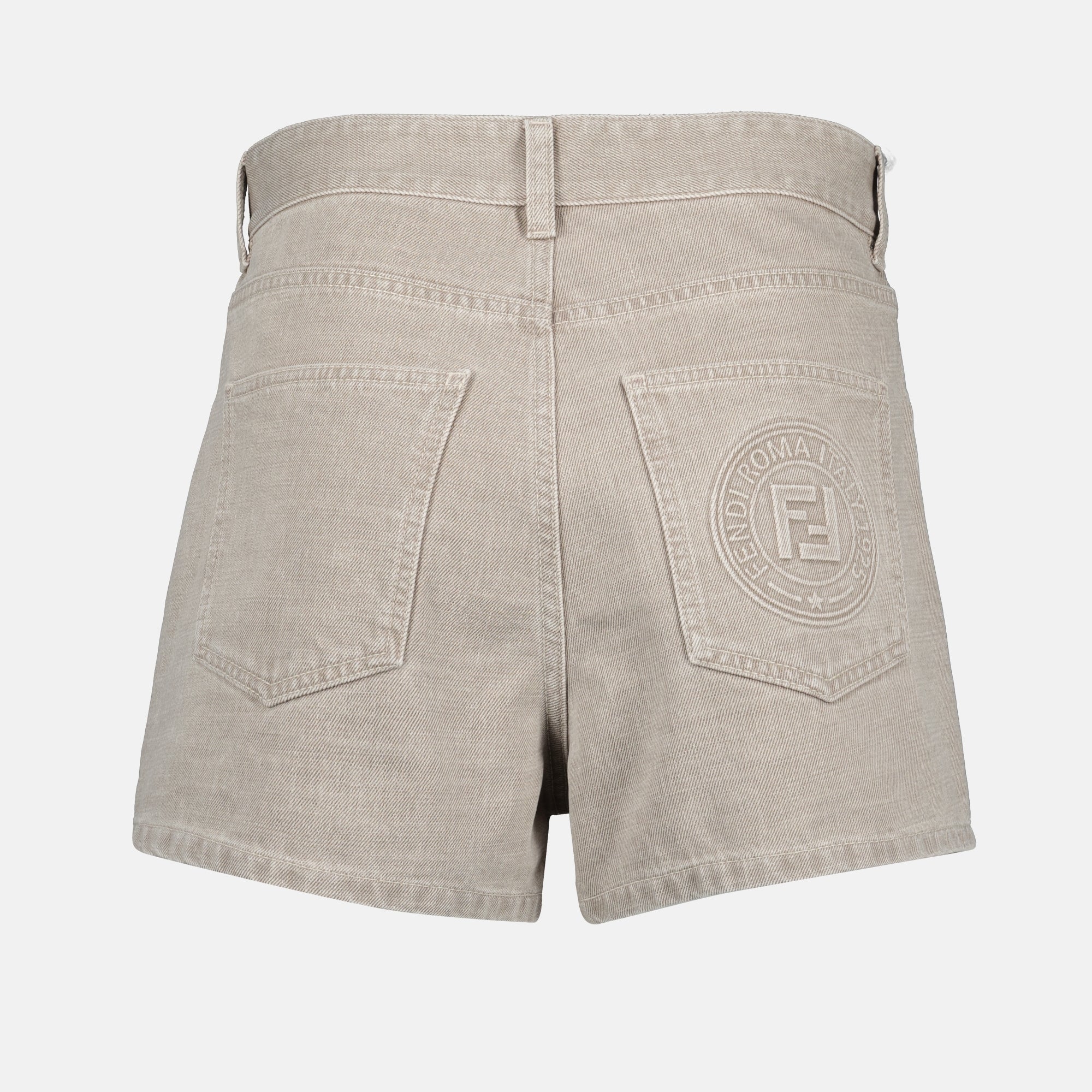 denim shorts, high-waisted shorts, Fendi Stamp, Spring Summer 2025, designer fashion