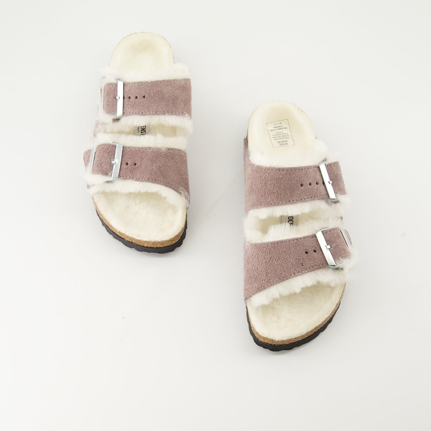 Birkenstock slides, luxury footwear, lamb fur slides, suede slides, comfortable slides